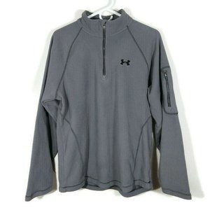 Under Armour Men's 1/4 Zip Fleece Sweatshirt Arm Pocket Gray Size M Loose